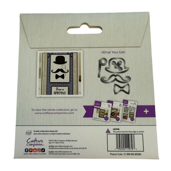 Crafters Companion Moustache Man 5 Piece Paper Crafts Die Set - Picture 2 of 2